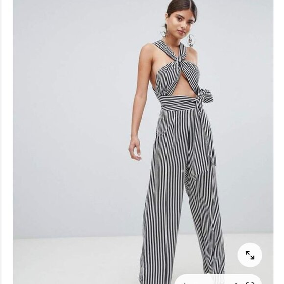 *Missguided Multiway Wide Leg Striped Jumpsuit - Picture 1 of 7
